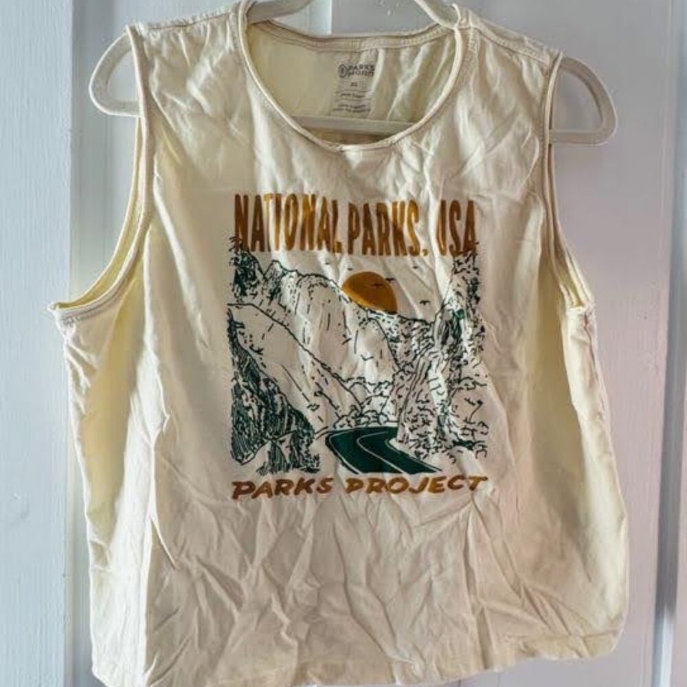 Parks Project National Parks Puff Print Tank Top - Women's Size XL Cream